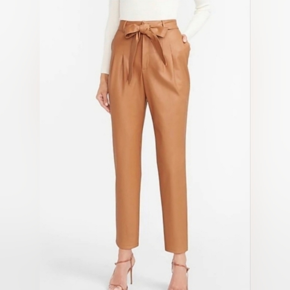 Express Faux Leather Pleated High Waisted Ankle Pants